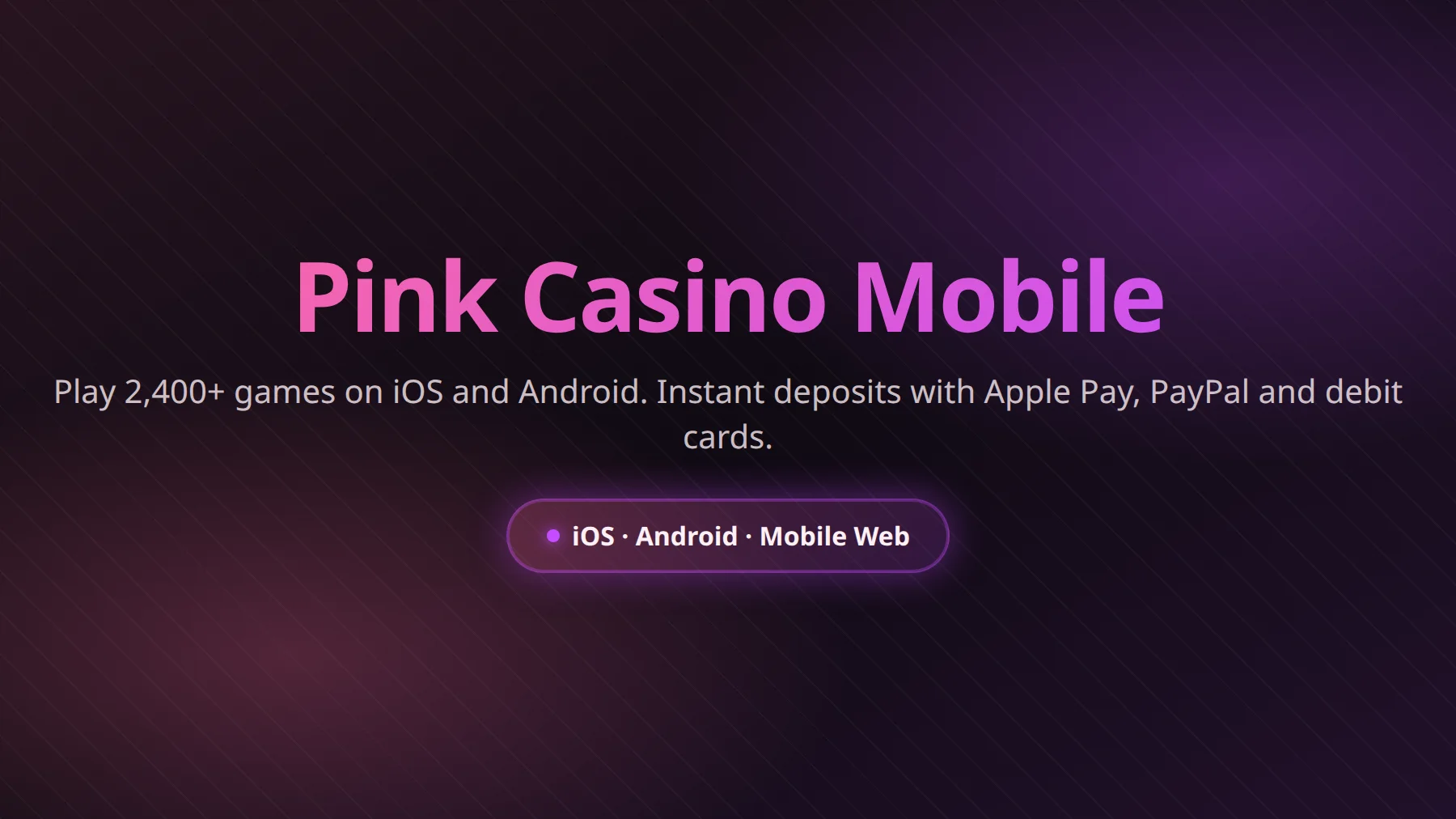 Pink Casino native iOS and Android mobile app on a smartphone